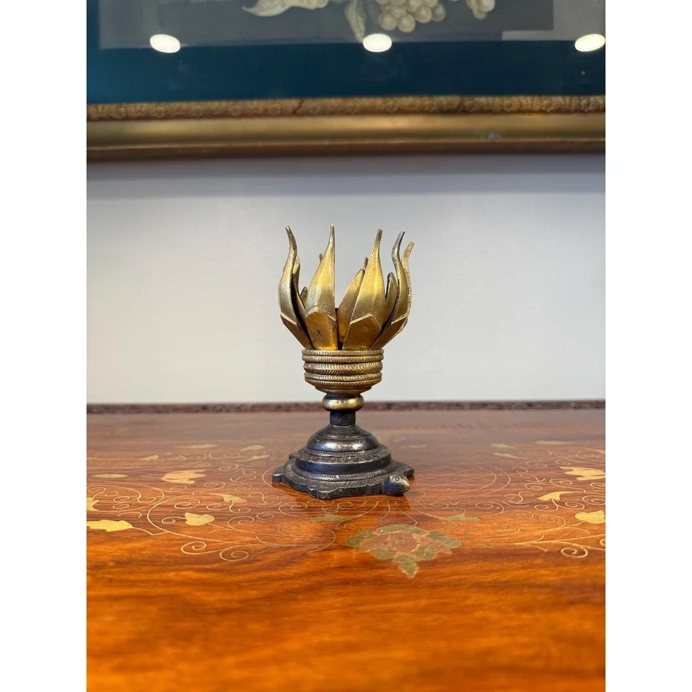 Vintage Brass Lotus‎ Candle or Incense Holder • Expanding Flower Design